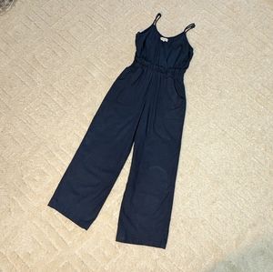 Monteau Navy Blue Cami Wide Leg Jumpsuit Elastic Waist Size Small